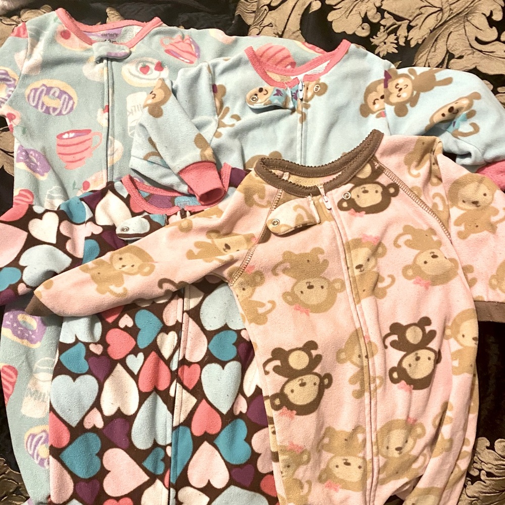 Set of 4! Baby Girl footie sleepers